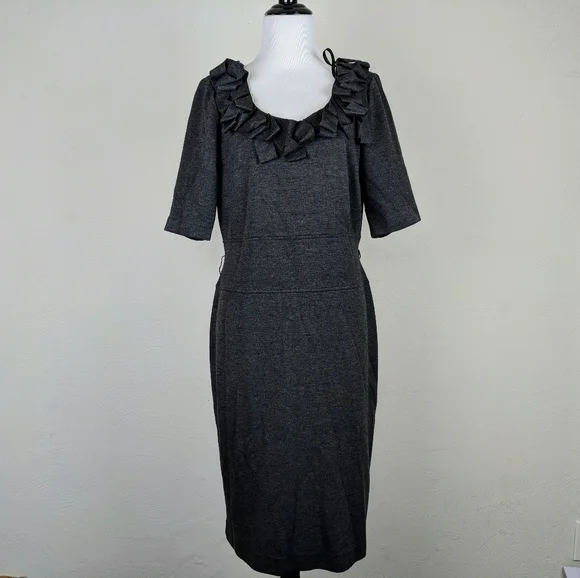 Vintage Julian Taylor Dress Gray Ribbon Career Office Work Business Mad Men - Picture 1 of 8
